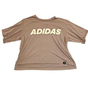Adidas Women’s Oversized Logo T-Shirt – Purple, Size M (Relaxed Fit)